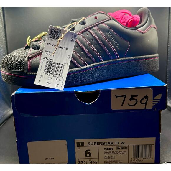 adidas Shoes - NIB - Sz. 6 - Woman's Adidas Superstar II - Black/Pink Shoes